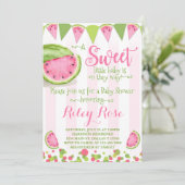 Baby shower de pastèque Invitation Invitation rose (Debout devant)