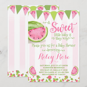 Baby shower de pastèque Invitation Invitation rose