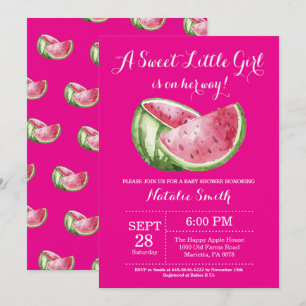 Baby shower de pastèque Invitation rose