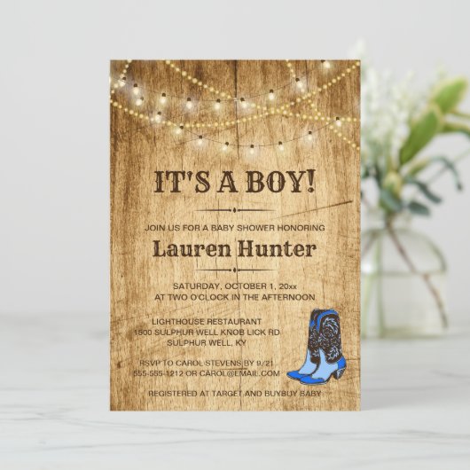 Baby shower de pays Invitation pour garçon (Debout devant)