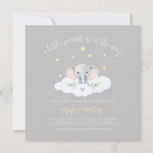 Baby shower de petit arachide gris doux Invitation (Devant)