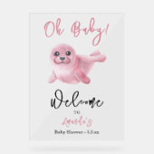 Baby shower de phoque rose aquarelle (Recto)