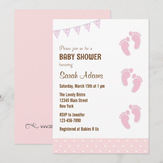 Baby shower de pieds bébé Invitation Pastel (Devant / Derrière)