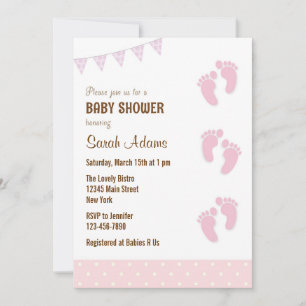 Baby shower de pieds bébé Invitation Pastel