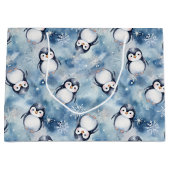 Baby shower de pingouin Grand sac cadeau (Devant)