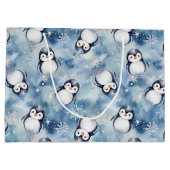 Baby shower de pingouin Grand sac cadeau (Dos)