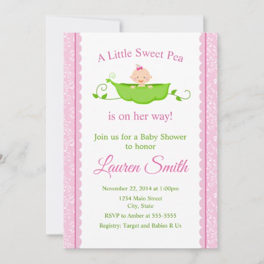 Baby shower de pois doux Invitation Bébée rose (Devant)