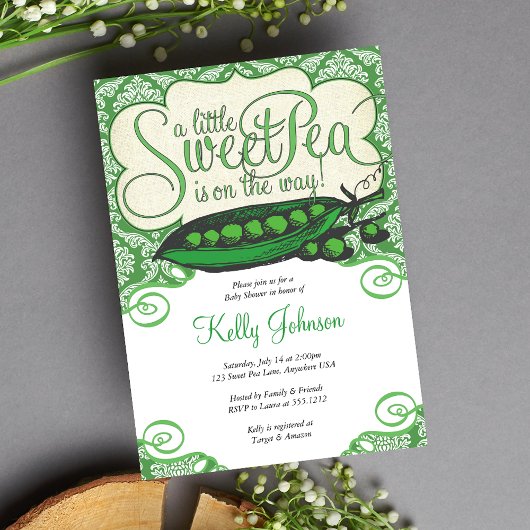 Baby shower de pois doux vert mignon Invitation