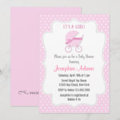 Baby shower de poussette bébé Invitation rose (Devant / Derrière)
