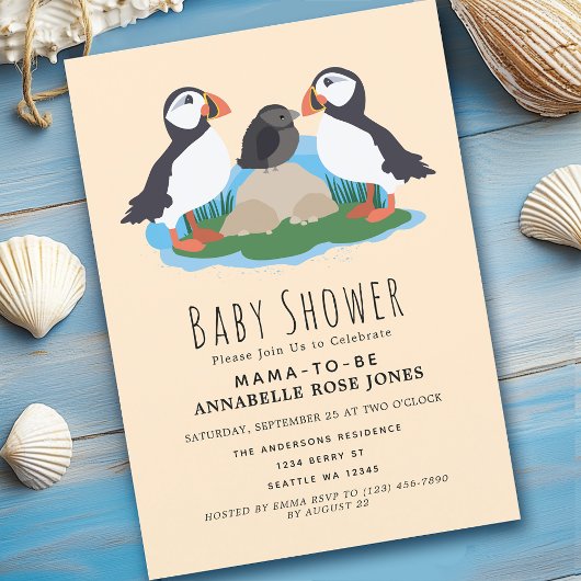 Baby shower de Puffin Maritime Cute Invitation
