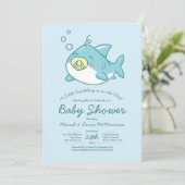 Baby shower de requin mignon Kawaii Invitation (Debout devant)