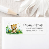 Baby shower de retour de l'ours de bois Étiquette (En situation)