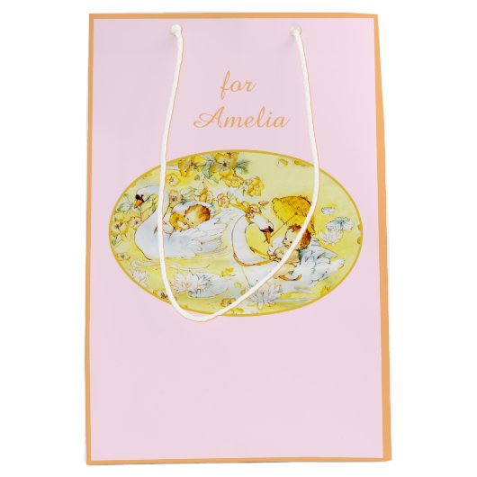 Baby shower de sac cygne rose et orange (Devant)