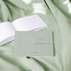 Baby shower de script du coeur photo Sage Green