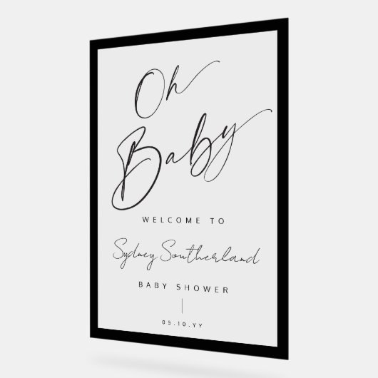 Baby shower de script minimal Oh Baby Black Brush (Angle)