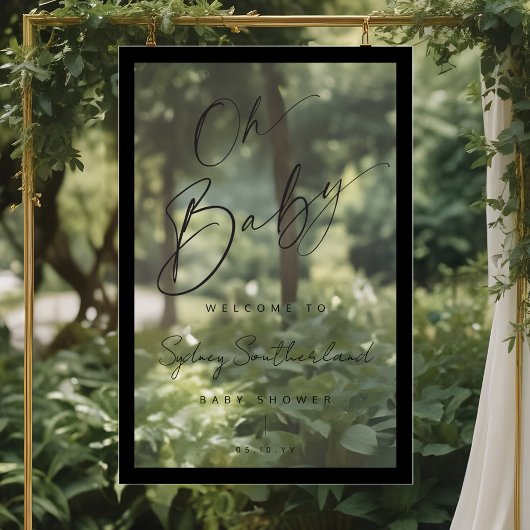 Baby shower de script minimal Oh Baby Black Brush