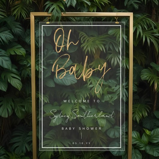 Baby shower de script minimal Oh Baby Gold Brush