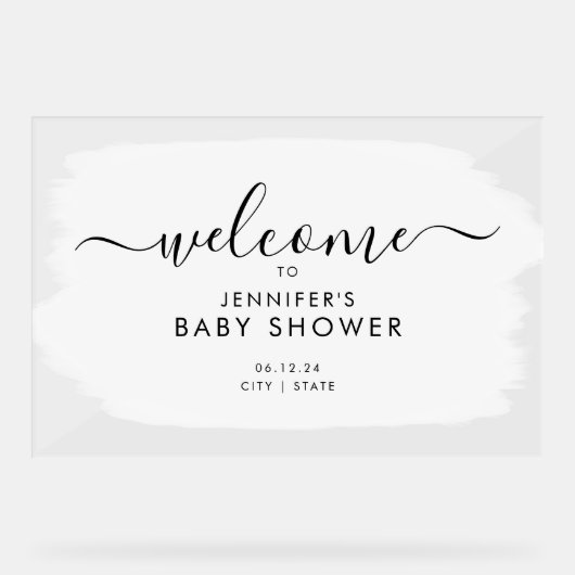 Baby shower de script moderne Peinture de bienvenu (Recto)