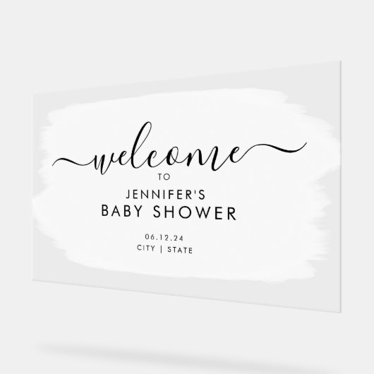 Baby shower de script moderne Peinture de bienvenu (Angle)