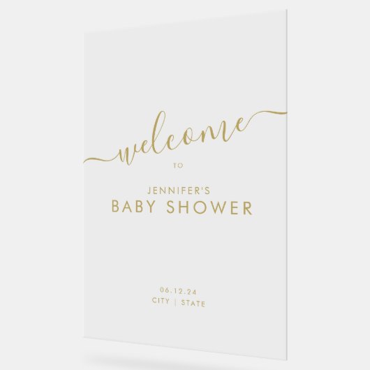 Baby shower de script moderne Welcome Gold (Angle)