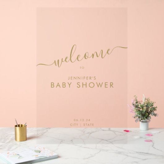 Baby shower de script moderne Welcome Gold (Mariage)