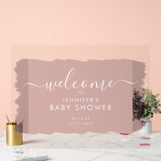 Baby shower de script moderne Welcome Paint Blush (Mariage)