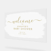 Baby shower de script moderne Welcome Peinture Bla (Angle)