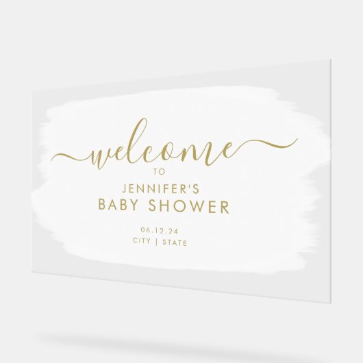 Baby shower de script moderne Welcome Peinture Bla (Angle)