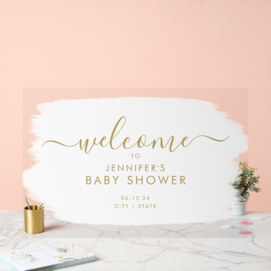 Baby shower de script moderne Welcome Peinture Bla (Mariage)