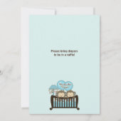 Baby shower de singe TWINS Invitation Crib BLUE CJ (Dos)