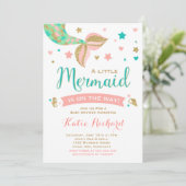 Baby shower de sirène Invitation Coral Turquoise O (Debout devant)