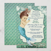 Baby shower de sirène Invitation pour fille (Devant / Derrière)