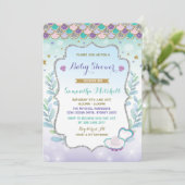 Baby shower de sirène Invitation Purple Gold Ocean (Debout devant)