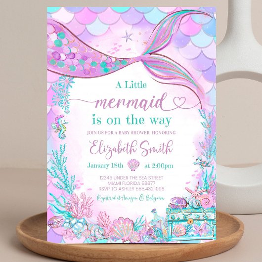 Baby shower de sirène modifiable Invitation Baby S