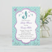 Baby shower de sirènes Invitation Turquoise violet (Debout devant)