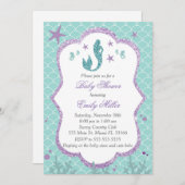 Baby shower de sirènes Invitation Turquoise violet (Devant / Derrière)