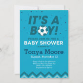 Baby shower de soccer bleu foncé Invitation (Devant)