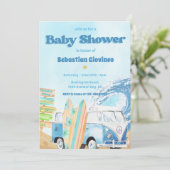 Baby shower de surf de plage Invitation (Debout devant)