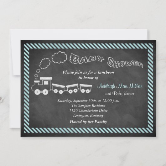 Baby shower de tableau noir Invitation 2 - Bleu (Devant)