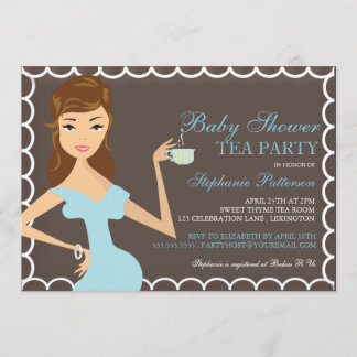 Baby shower de thé à maman doux Invitation Bleu