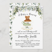 Baby shower de thé vert ours Invitation (Devant / Derrière)
