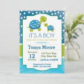 Baby shower de tortue bleue Invitation (Debout devant)