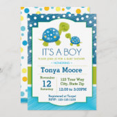Baby shower de tortue bleue Invitation (Devant / Derrière)