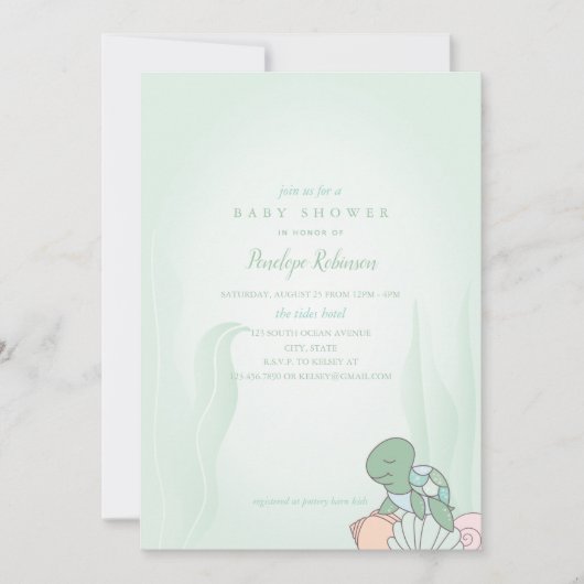 Baby shower de tortue de mer douce Invitation (Devant)