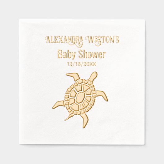 Baby shower de tortue de mer Nom Date (Recto)