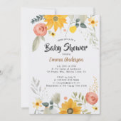 Baby shower de tournesol d'aquarelle Invitation (Devant)