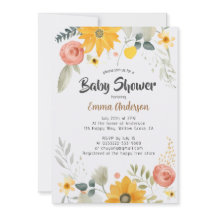 Baby shower de tournesol d'aquarelle Invitation
