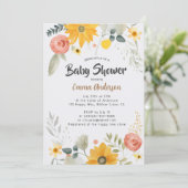 Baby shower de tournesol d'aquarelle Invitation (Debout devant)