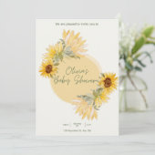 Baby shower de tournesol d'aquarelle Invitation (Debout devant)