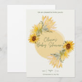 Baby shower de tournesol d'aquarelle Invitation (Devant / Derrière)